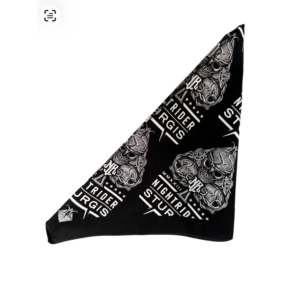 NightRider Jewelry Sturgis 2023 MMXXIII Black Skull Spade Bandana Scarf 21x21